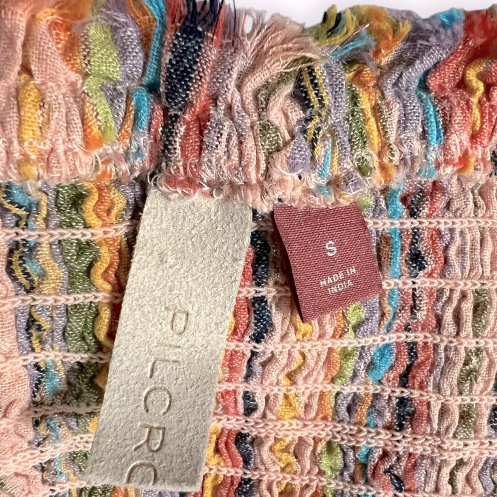 Anthropologie Pilcro Rainbow Smocked Strapless Bustier Crop Top Size Small - Picture 9 of 11